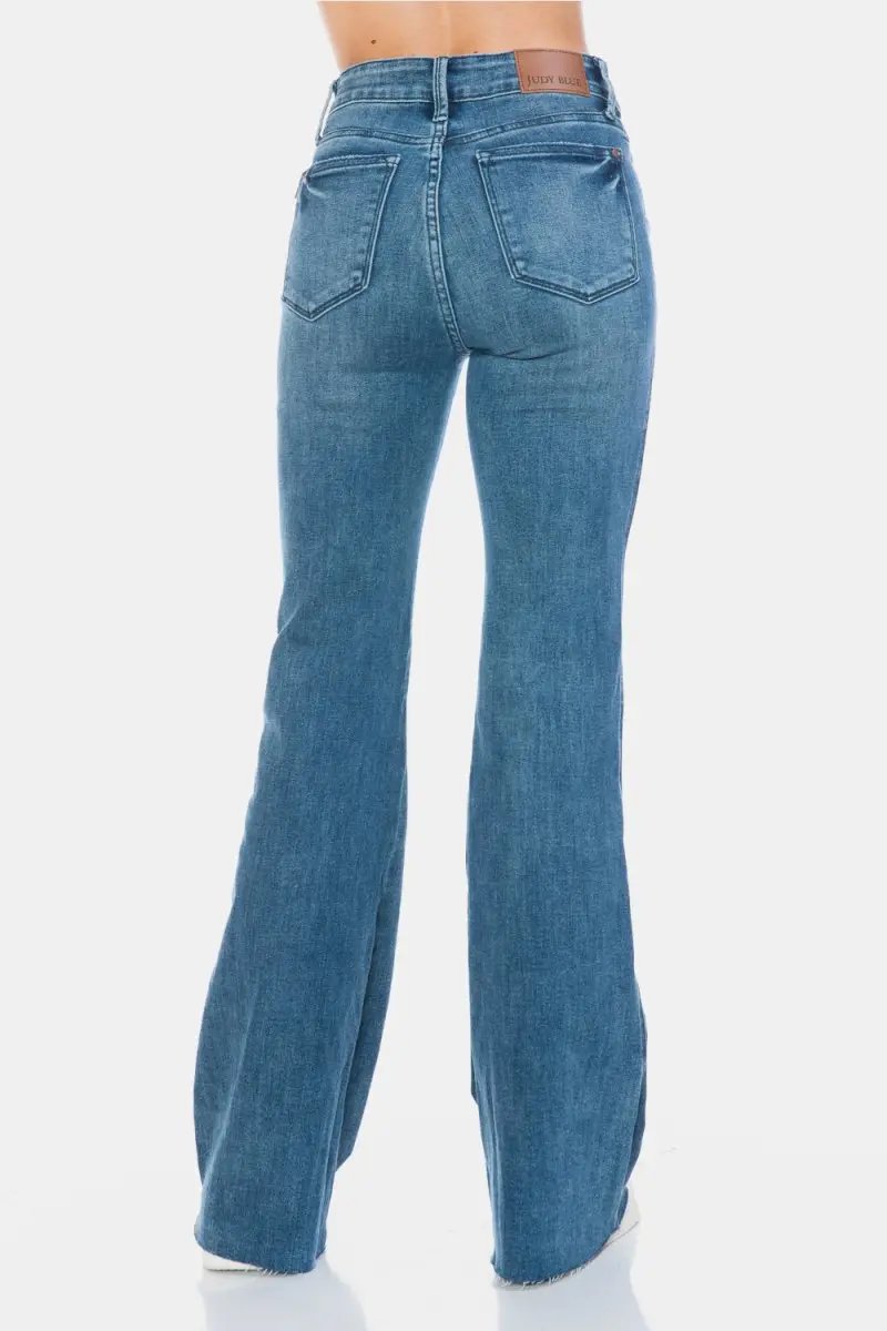 Judy Blue Full Size Tummy Control Cut Hem Flare Jeans - Love Salve